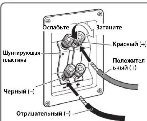 Ослабьте Затяните Красный (+) Положительный (+) Шунтирующая пластина Черный (−) Отрицательный (−)