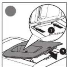 Diagram showing a device with labeled parts and an inset magnified view of the component