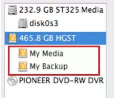 232.9 GB ST325 Media disk0s3 465.8 GB HGST My Media My Backup PIONEER DVD-RW DVR