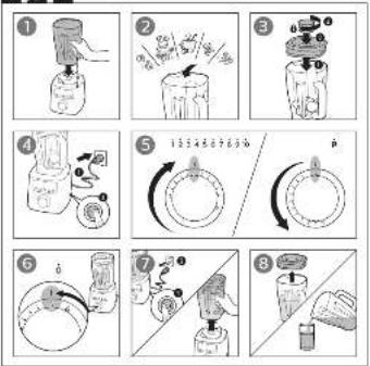 Illustrated steps of a cleaning or cleaning procedure with numbered instructions and labeled diagrams