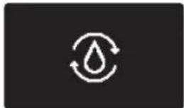 Simple icon of a water drop with circular refresh symbol on dark background (no text or numbers)