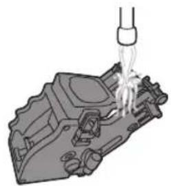 Mechanical component diagram showing a piston pouring liquid into a housing (no text or symbols)