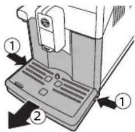 Diagram of a device with numbered parts indicating directional movement or assembly steps