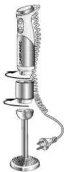 Illustration of a laboratory electric stirrer with a coiled tube and power outlet (no text or symbols)