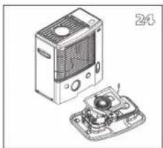 Technical illustration of a device with a front-mounted unit and internal components (no text or symbols)
