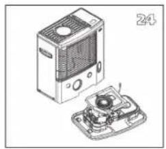 Technical illustration of a device with internal components and an open base, no visible text or symbols