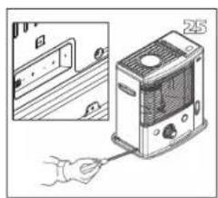 Illustration of a hand inserting a plug into a device labeled '25' (no text or symbols on the device itself)