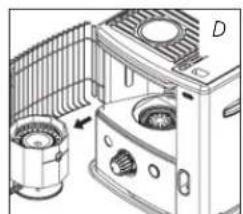 Technical illustration of a kitchen appliance with fan, vent, and cooling unit (no text or symbols)