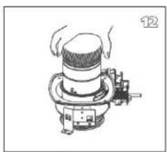 Illustration of a mechanical device with hands operating it, no visible text or symbols