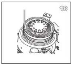 Technical line drawing of a mechanical component with concentric rings and a central hub (no text or symbols)