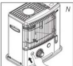 Illustration of a portable air conditioner unit with a hand operating the fan (no text or symbols visible)