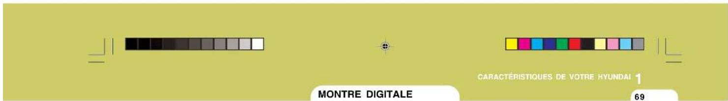 CARACTÉRISTIQUES DE VOTRE HYUNDAI 1 MONTRE DIGITALE 69