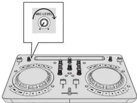 PIONEER DDJ-WEGO4-W - Tournez la commande [MIC LEVEL] pour régler le niveau sonore du microphone. - 1