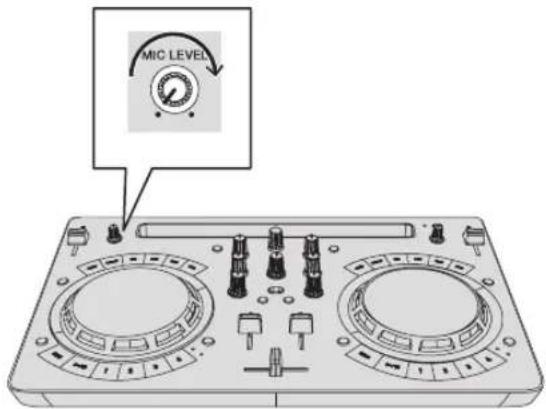 PIONEER DDJ-WEGO4-W - Tournez la commande [MIC LEVEL] pour régler le niveau sonore du microphone. - 1