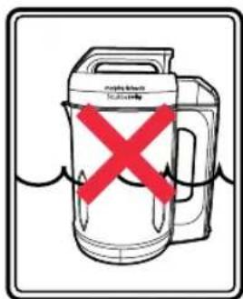Diagram showing a blender with red X mark indicating prohibition or rejection, enclosed in a frame.