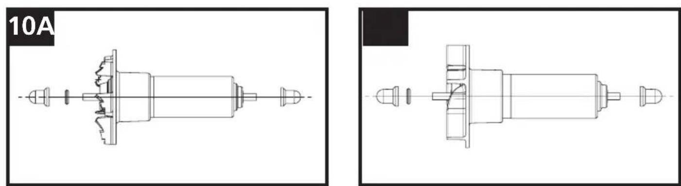 Technical line drawings of a mechanical assembly, showing front and side views with no visible text or symbols