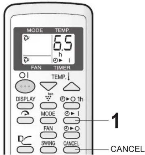 MODE TEMP. 6.5 h FAN TIMER TEMP. DISPLAY TON MODE 1h FAN SWING CANCEL 1 CANCEL