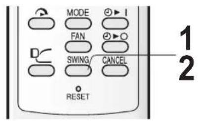MODE FAN SWING/ CANCEL RESET 1 2