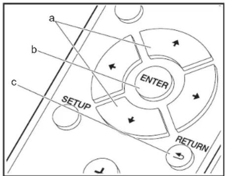 a b c ENTER SETUP RETURN