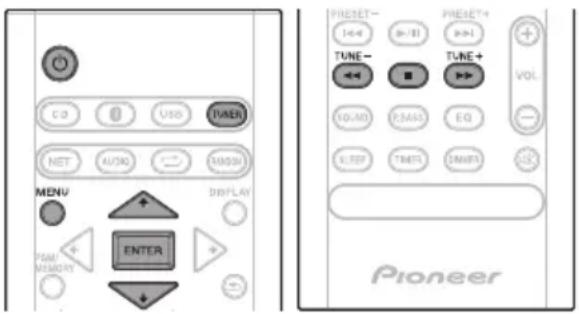 EQ USB TIMER NET AVOC MODR MENU DISPLAY PWM MEMORY ENTER PINEER 144 8/81 8/81 TUNE- VOL 10.00 7.00 EQ KREF TIME 2.00 OK PINEER+ TUNE+ VOL Pioneer