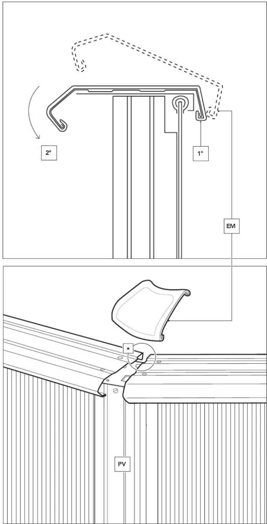 GRE KITPROV613 - PLACING THE FLEXIBLE JOINT PROTECTORS (EM only for pools of 120 cm): - 1