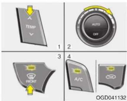 TEMP AUTO OFF 1 2 3 4 FRONT A/C OGD041132
