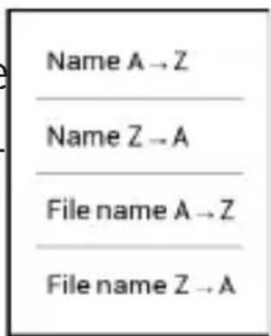 Name A → Z Name Z → A File name A → Z File name Z → A