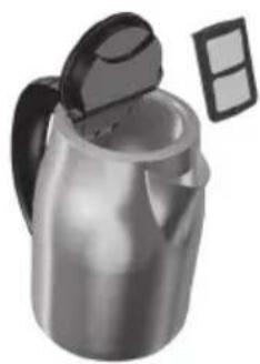 3D rendered image of a metallic pitcher with lid and spout, no visible text or symbols