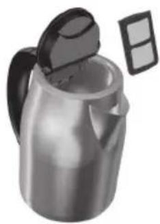 3D rendered image of a metallic pitcher with lid and spout, no visible text or symbols