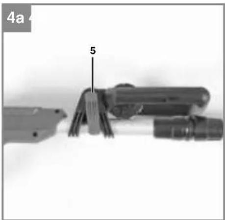 Close-up of a mechanical device with labeled parts (no readable text or symbols)