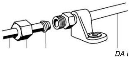 Technical line drawing of a mechanical assembly with two components connected by a threaded connector (no text or symbols)