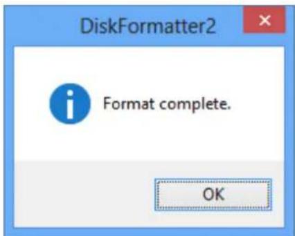 DiskFormatter2 Format complete. OK