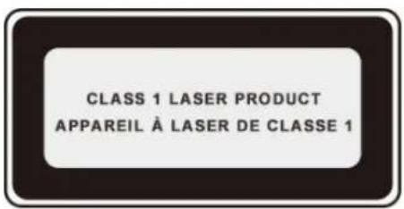CLASS 1 LASER PRODUCT APPAREIL À LASER DE CLASSE 1