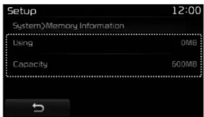 Setup 12:00 System>Memory Information Using 0MB Capacity 500MB