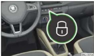 SKODA Fabia (2017) - Verrouiller/Déverrouiller le véhicule avec le bouton de verrouillage centralisé - 1
