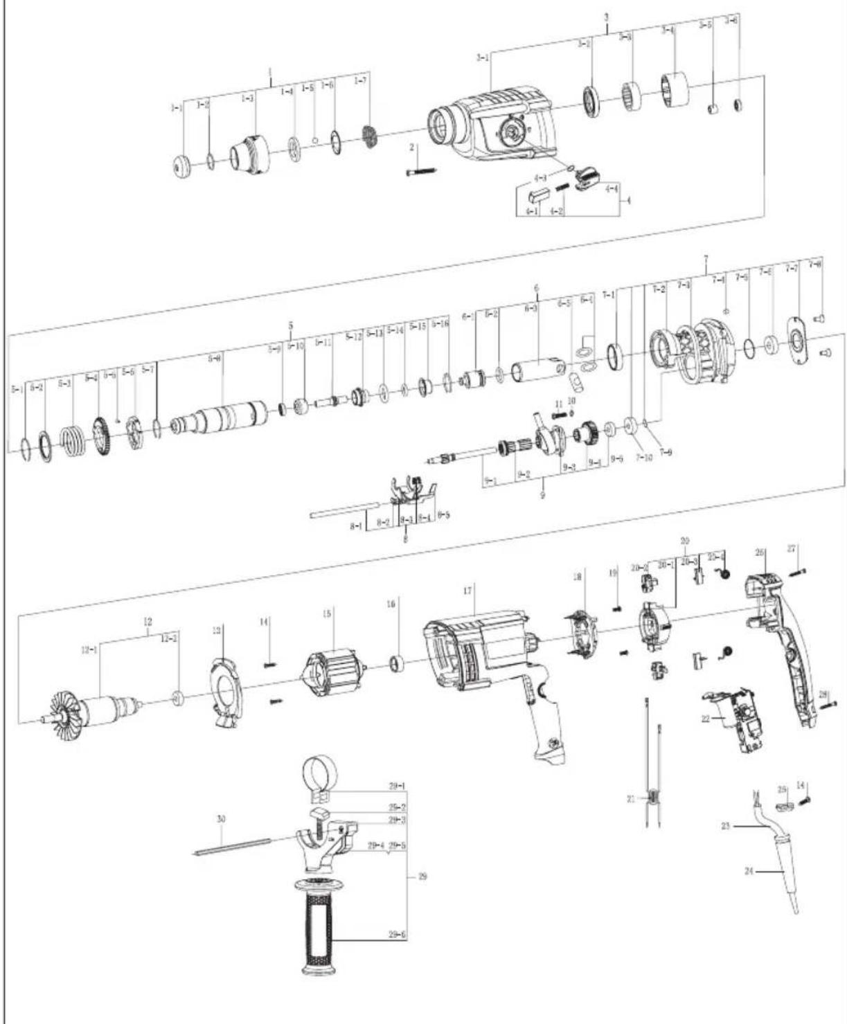 Ferm HDM1038P - Spare parts list - 1