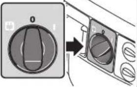 Diagram showing a door switch mechanism with labeled parts and directional arrow indicating rotation or change.
