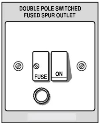 DOUBLE POLE SWITCHED FUSED SPUR OUTLET FUSE ON
