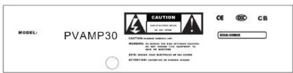 MODEL: PVAMP30 CAUTION WARNING: NO. 10-000-0000 CE CB NOT FOR INFORMATION WARNING: NO. 10-000-0000 AVOC: NO. 10-000-0000 ATTENTION: NO. 10-000-0000