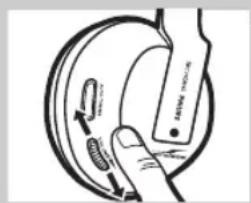 Diagram showing a hand pressing a button on a curved object with directional arrows indicating motion or force.