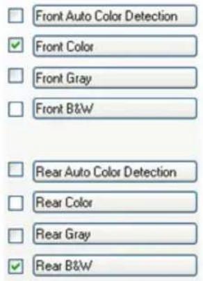 Front Auto Color Detection Front Color Front Gray Front B&W Rear Auto Color Detection Rear Color Rear Gray Rear B&W