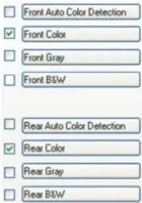 Front Auto Color Detection ✓ Front Color □ Front Gray □ Front B&W □ Rear Auto Color Detection ✓ Rear Color □ Rear Gray □ Rear B&W
