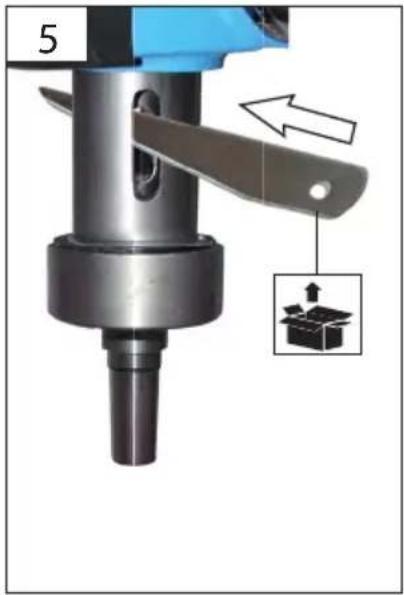 Mechanical component with a 3D box diagram and directional arrow, no readable text or symbols present