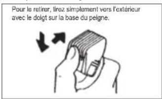 Pour le retirer, tirez simplement vers l'extérieur avec le dolgt sur la base du pelgne.
