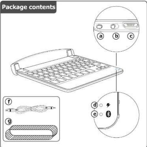 Package contents a b c f g d e