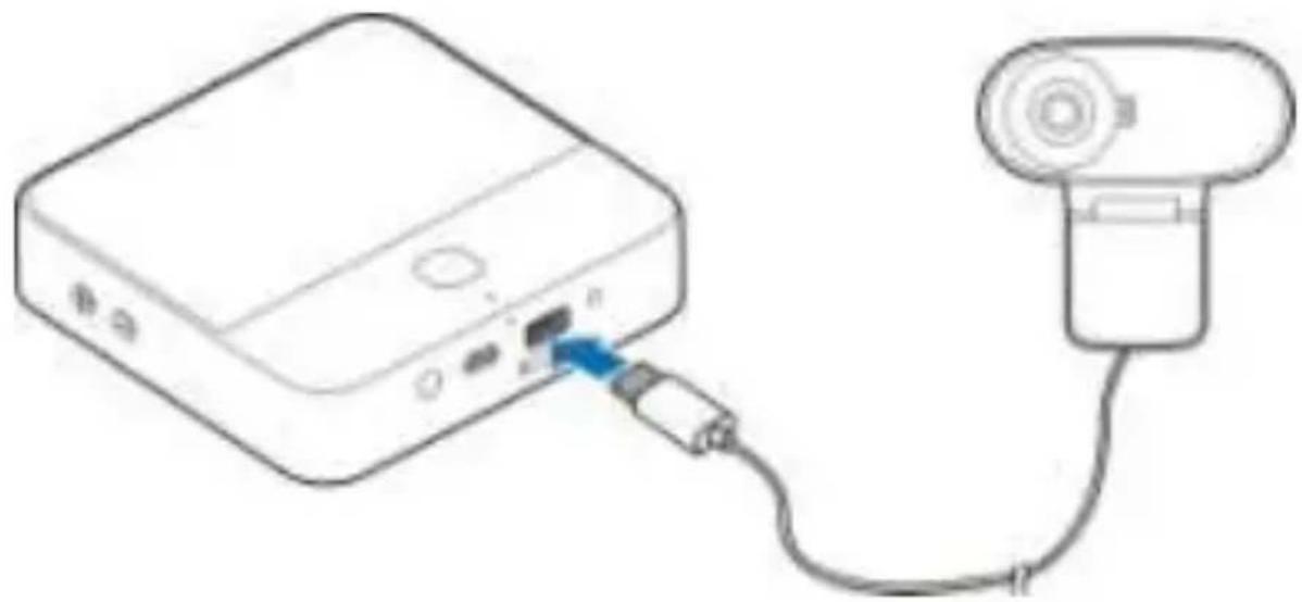 Line drawing of a portable electronic device connected to a handheld device via cable (no text or symbols)