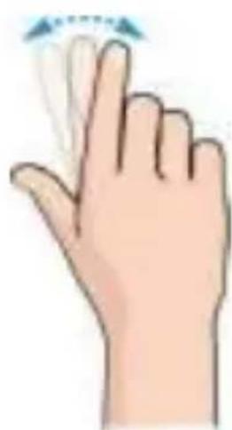 Illustration of a human hand with fingers extended, showing motion direction (no text or symbols)