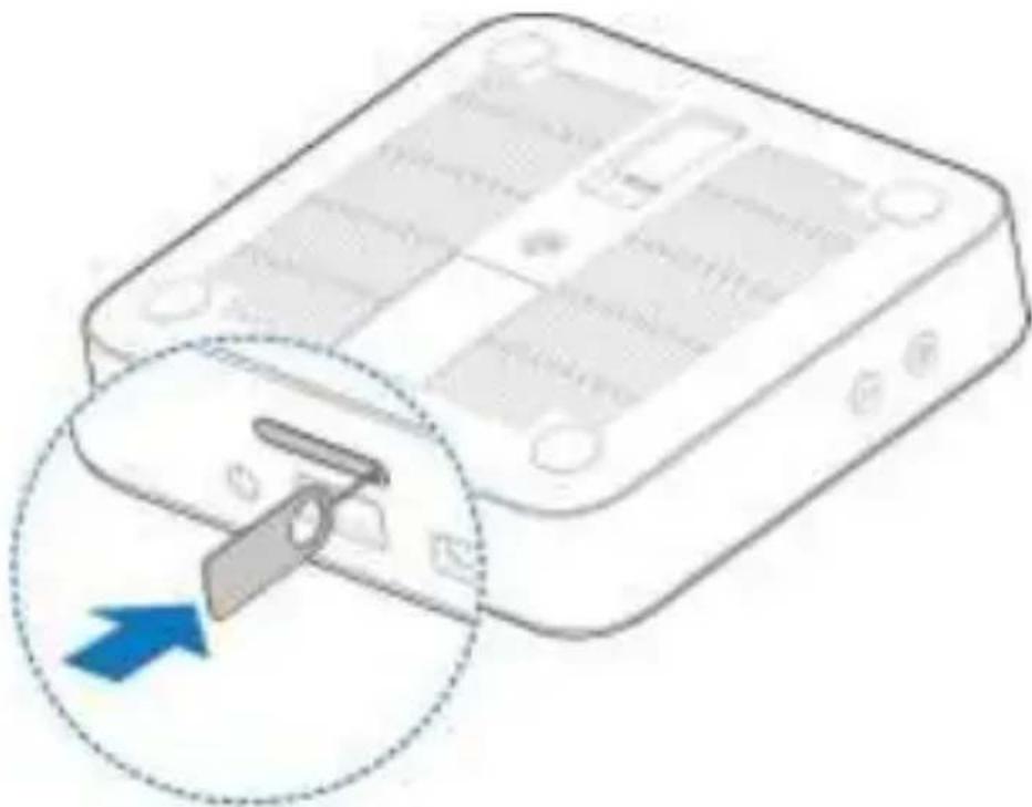 Illustration of a portable electronic device with a close-up view showing a blue arrow pointing to its internal structure (no text or symbols present)