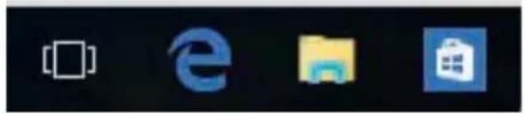 Four computer and desktop icons: battery, email, folder, and Windows (no text or symbols)