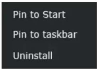 Pin to Start Pin to taskbar Uninstall